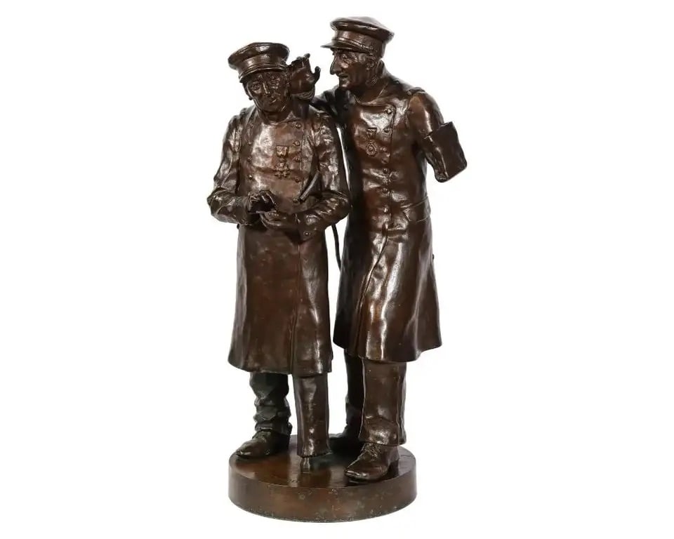 Paul Thubert 'English, 19th Century' a Large Bronze Sculpture of War Veterans (1 of 13)