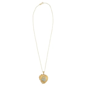 18K Gold Enamel Necklace With Allah Symbol Pendant