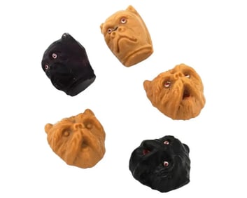 Vintage Decorative Painted Resin Dog Heads