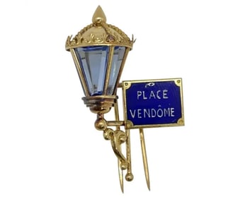 Enamel and Synthetic Spinel Brooch, 'Place Vendome', Mauboussin, circa 1951