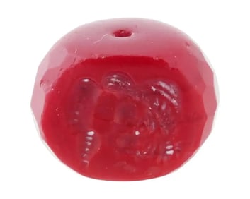 Antique Victorian Red Coral Intaglio Seal Bead