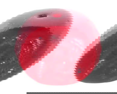 Antique Victorian Red Coral Intaglio Seal Bead: An antique 19th-century stone intaglio seal bead. Round shape, faceted surface. The intaglio depicts a rose flower. Victorian Collectibles, Mineral Stone Carvings, Stamps And Seals.Dimensions: L 3/4 i