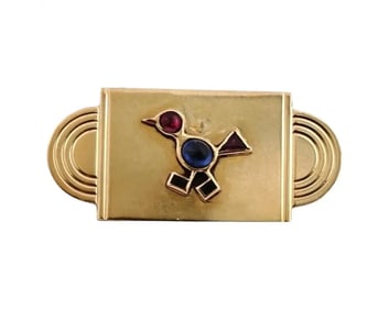 Art Deco Gold Ruby And Sapphire Pin Brooch