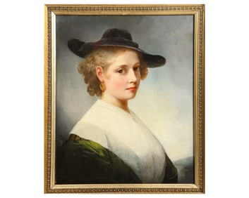 British School, C. 1840 An Exceptional Quality Portrait “Lady in Green