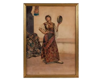 Gustavo Simoni (Italian, 1845-1926) A Watercolor of An “Orientalist Dancer?? 1890