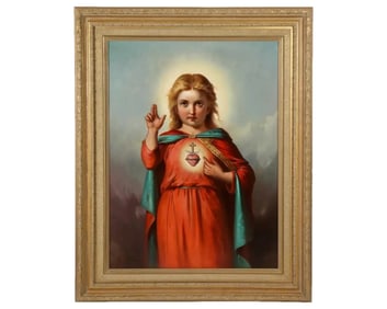 American School, '19th Century' Jesus Christ as a Baby Child, Oil Painting C. 18