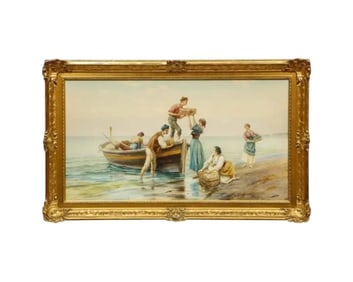 Pietro Gabrini 'Italian 1856-1926' an Extremely Fine Hand-Painted Watercolor