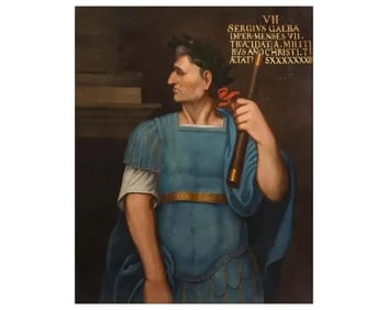 A Large Oil on Canvas Painting of "Sergius Galba", A Roman Emperor, After Titian