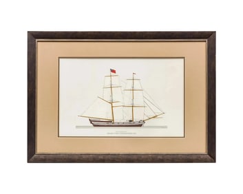 Ink and Watercolor of Royal Navy Ship "H.M. Bridge Badger" Frank R. Crevier