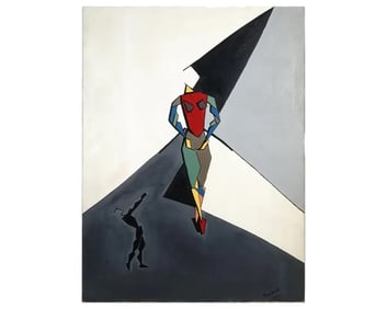 Midcentury Abstract Painting Signed Paul Busse