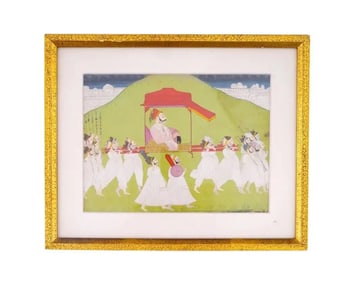 Antique 18Th C Indian Rajput Miniature Mughal Painting