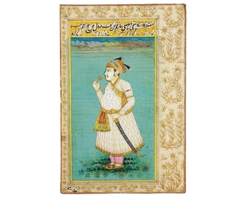 Miniature Indo Persian Mughal Painting W Manuscript