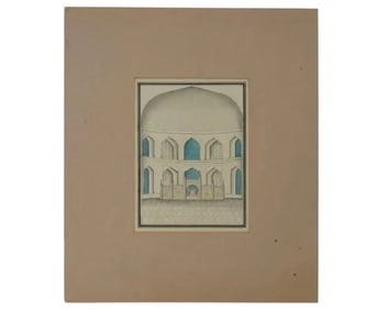 Antique Indo Persian Mughal Architectural Painting