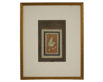 Antique Indian Mughal School Miniature Painting Old Man