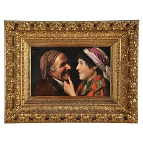 Claudio Rinaldi (Italian, fl. 1860-1900) Flirtation Oil On Canvas