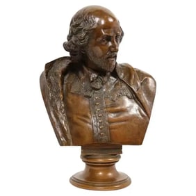 German Bronze Bust of William Shakespeare by Aktien-Gesellschaft Gladenbeck 1890