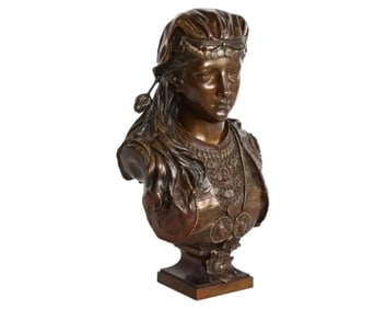 Exquisite French Multi-Patinated Orientalist Bronze Bust of Beauty, by Rimbez