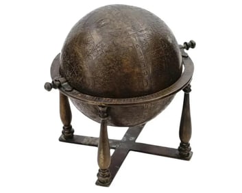 Large Antique Islamic Brass Celestial Globe On A Stand