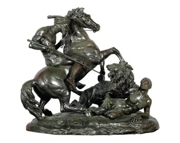 La Chasse Au Lion, The Lion Hunt, Monumental Bronze Sculpture after Aime Millet