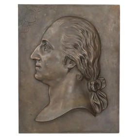 Large Antique 19Th C George Washington Profile Bronze Plaque