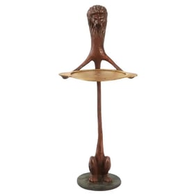 Bill Huebbe 1991 Composite Lion Sculpture Card Stand