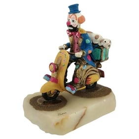 Vintage American Clown W Dog Figurine By Ron Lee