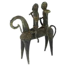 Antique African Bronze Sao Cavalier Statue
