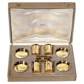 Hermes Paris & Ravinet D’enfert, a Rare French Silver-Gilt Smoking Set
