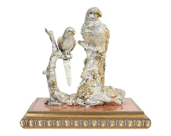 Monumental Life Size Parrot Bird Sterling Silver 925 Centerpiece, Sculpture on M