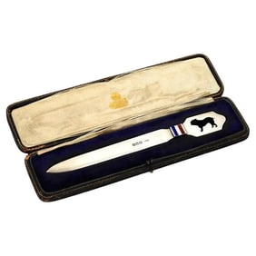 Antique Silver Enamel Letter Opener Asprey In Box