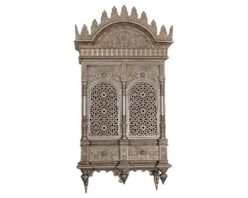 Islamic "Alhambra" Silvered Bronze Quran Cabinet in the Islamic Nasrid Style