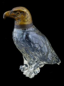 Austrian Eagle Cut Crystal Glass Figural Decanter