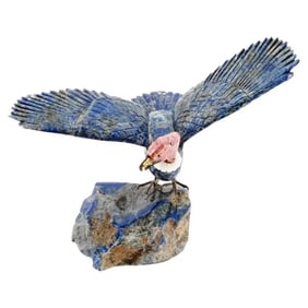 Bird Hand Carved Lapis Lazuli Rhodonite Figure