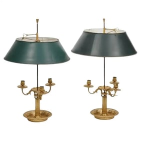 Fine Pair of French Gilt Bronze Bouillotte Lamps