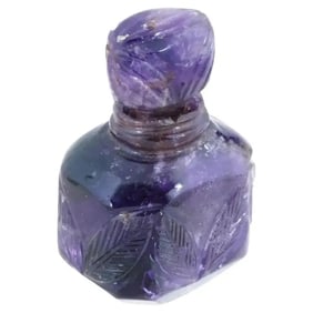 Vintage Miniature Carved Amethyst Perfume Bottle