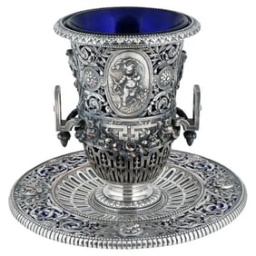 Antique French F Barbedienne Silvered Bronze Vase