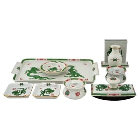 Meissen Green Ming Dragon Porcelain Writing Set