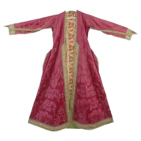 Antique Persian Safavid Silver Embroidered Silk Robe