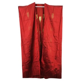 Arabic Islamic Moroccan Red And Gold Silk Robe