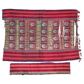 18Th Century Moroccan Berber Woven Textile W Silk
