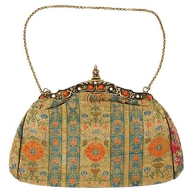 18Th C Antique Persian Safavid Textile Hand Bag
