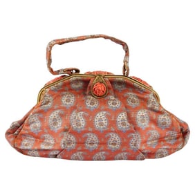 Antique Art Nouveau Woven Textile Handbag 19Th C