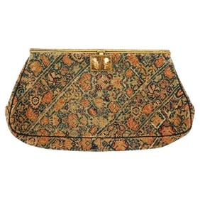 Womens Bag Covered In Antique Persian Style Tapestry