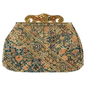 Womens Bag Covered In Antique Persian Style Tapestry