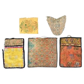 Antique Persian Safavid Embroidered Textile Pieces