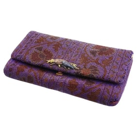 Antique Japanese Meiji Period Tobacco Pouch With Mixed Metal Bronze Clasp