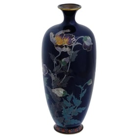 Antique Japanese Hayashi School Cloisonne Enamel Vase