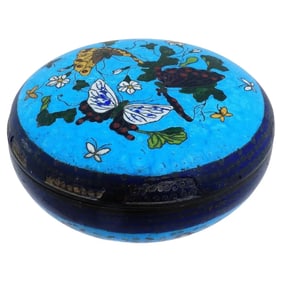 Antique Meiji Japanese Cloisonne Enamel Butterfly Design Kogo Box