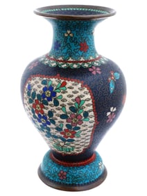 Antique Early Meiji Japanese Cloisonne Enamel Floral Cloud Vase