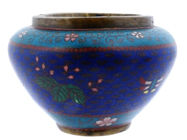 Antique Early Meiji Japanese Cloisonne Enamel Butterfly Bowl